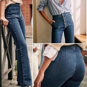 Sezane Tommy High-Waisted Blue Denim Jeans